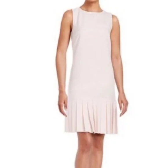 Karl Lagerfeld Paris - Light Pink Pleated Hemline Sleeveless Shift Dress Size 8 - Picture 1 of 11